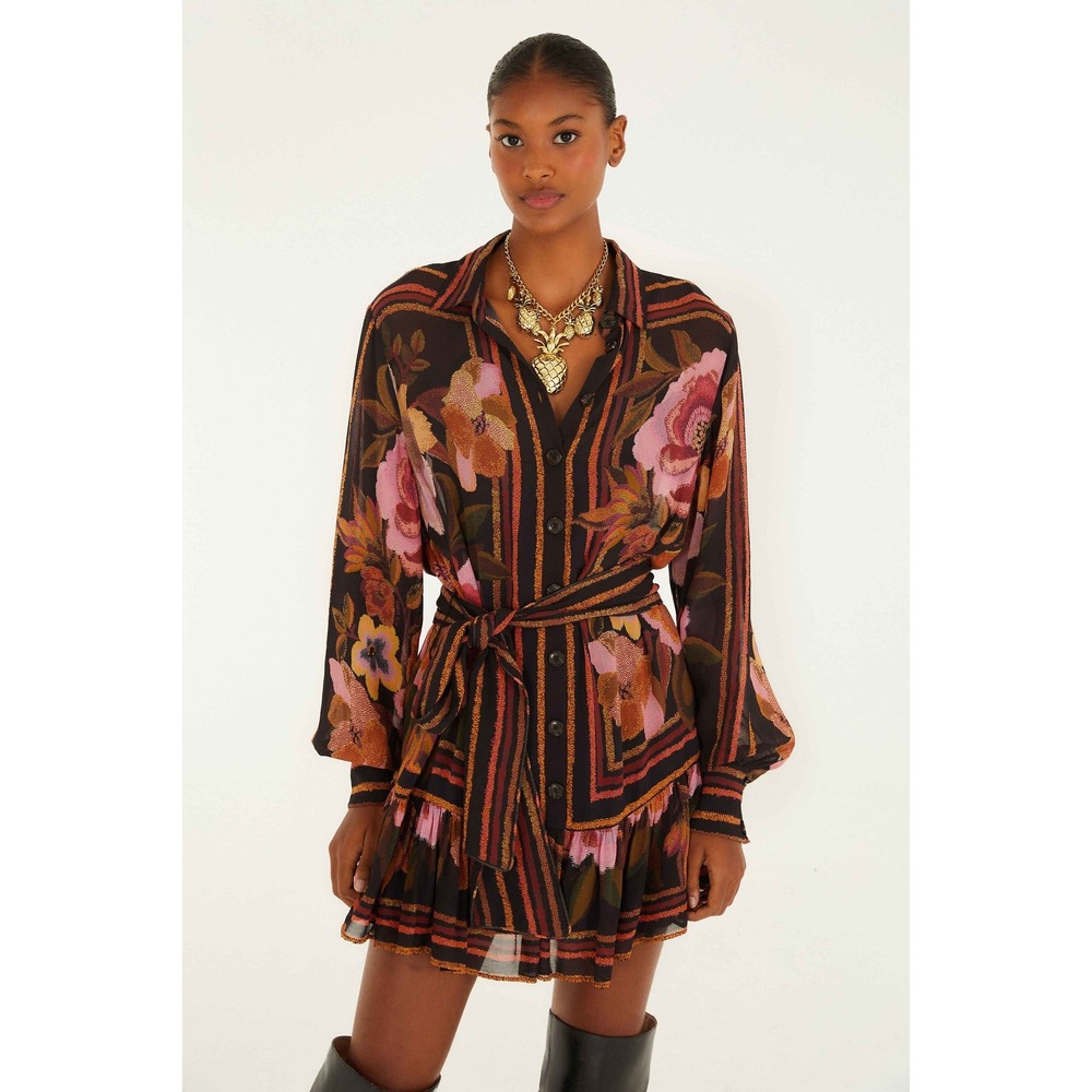 Farm Rio Floral Mixed Prints Mini Dress Black XL New Without Tags